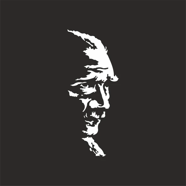 Atatürk Silüet Sticker17x17 Cm Beyaz ürün görseli 1