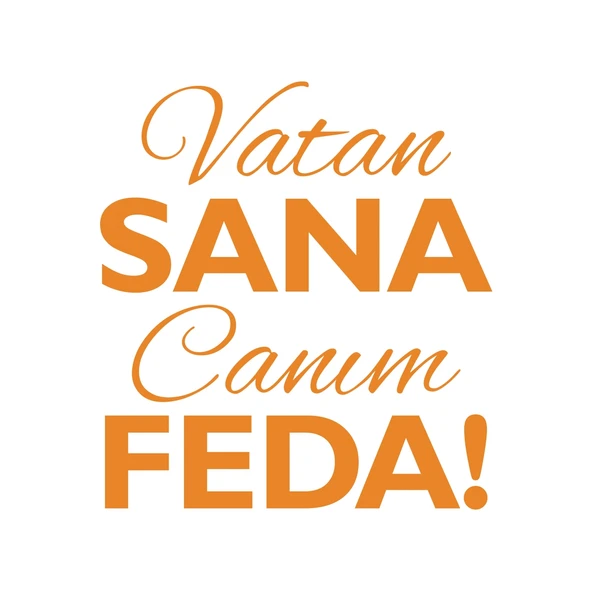 Vatan Sana Canım Feda Sticker17x17 Cm Turuncu ürün görseli 1