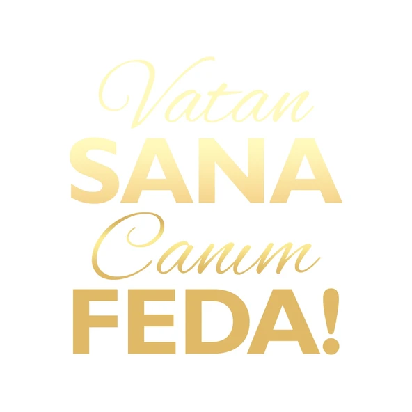 Vatan Sana Canım Feda Sticker17x17 Cm Gold ürün görseli 1