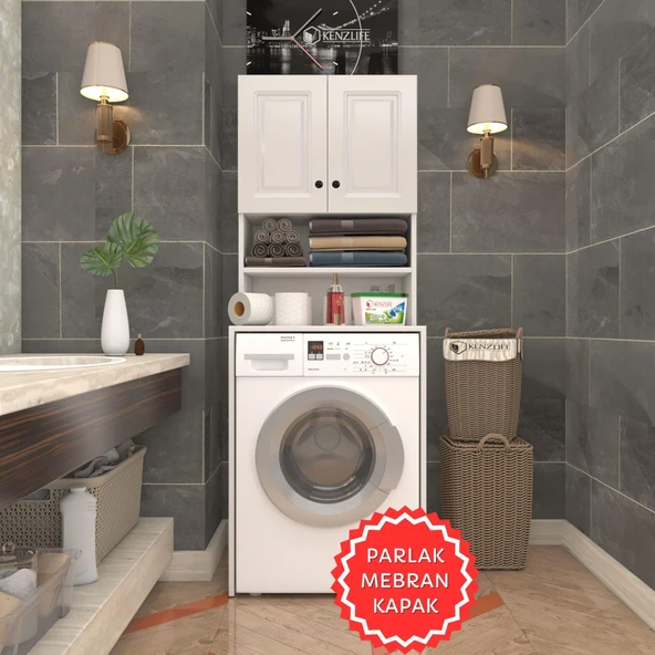 Kenzlife membran çamaşır makinesi dolabı hayzum byzbyz çerçeve 180*66*55 mebran kapak suntalam gövde ürün görseli 1