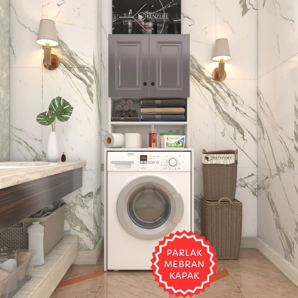 Kenzlife membran çamaşır makinesi dolabı hayzum gribyz çerçeve 180*66*55 mebran kapak suntalam gövde ürün görseli 1