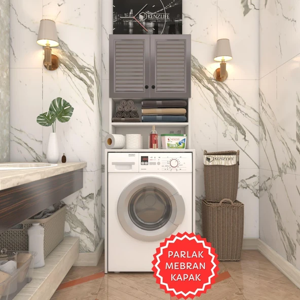 Kenzlife membran çamaşır makinesi dolabı hayzum gribyz panjur 180*66*55 mebran kapak suntalam gövde ürün görseli 1