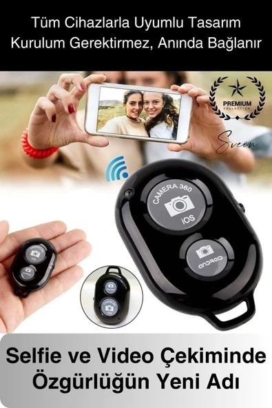 Bluetooth Kablosuz Uzaktan Kumanda İOS Android Uyumlu Selfie Fotoğraf Video Çekme Remote Shutter ürün görseli 1