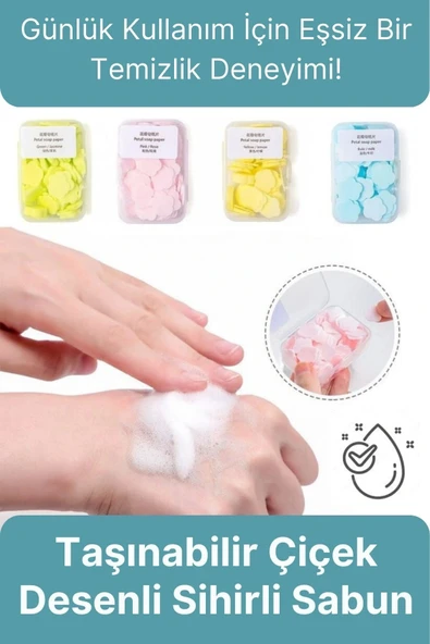 Mini Pratik Taşınabilir Dış Mekan Tuvalet Kullanımı Çeşitli Kokulu Çiçek Desenli Sihirli Cep Sabunu ürün görseli 1