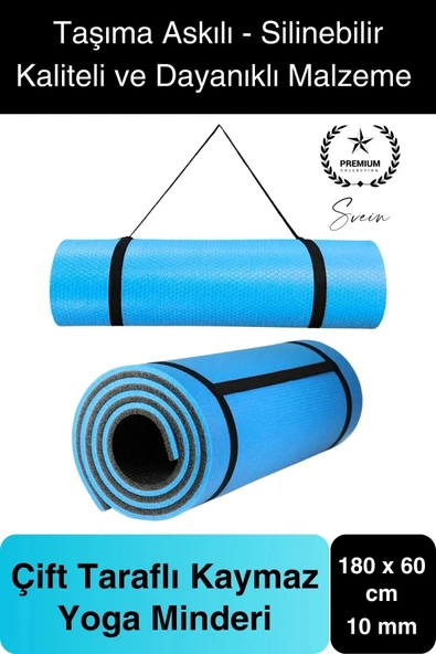 Premium 180 cm Çift Taraflı Kaymaz Yoga Meditasyon Minderi Taşıma Askılı Rahat Su Geçirmez Mat ürün görseli 1