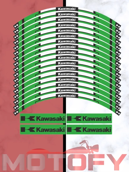 KAWASAKİ MOTOSİKLET JANT ŞERİDİ TAKIMI YEŞİL ürün görseli 1