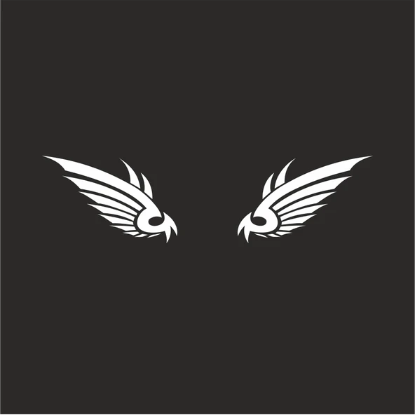 Kartal Kanatı Oto Sticker17x17 Cm Beyaz ürün görseli 1