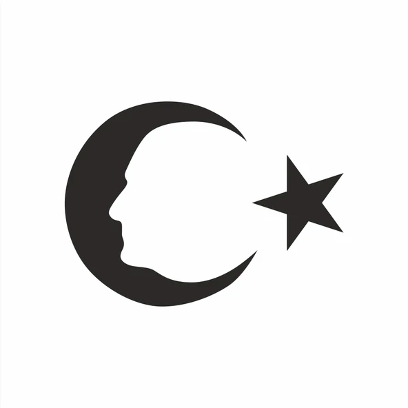Ayyıldız ve Atatürk Silüeti Sticker17x17 Cm Siyah ürün görseli 1