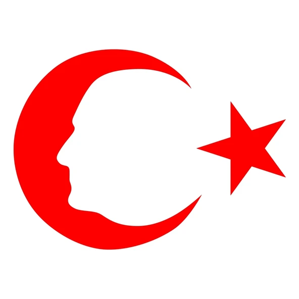 Ayyıldız ve Atatürk Silüeti Sticker17x17 Cm Kırmızı ürün görseli 1