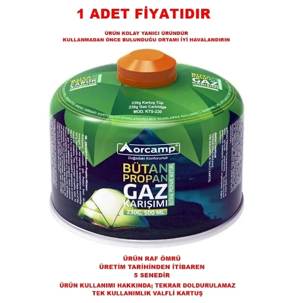 ORCAMP Yedek Ocak Tüp Gaz Kartuşu 230gr (kts-230) ürün görseli 1