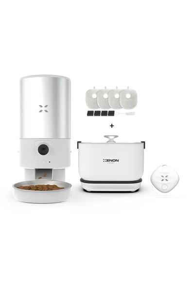 Xenon Smart Otomatik Mama Kabı (Kameralı), Su Pınarı (Kablosuz), Akıllı Takip Cihazı ve Filtre 4'lü Set ürün görseli 1