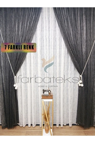 Gri Antrasit Füme Camkırıgı Sağ/Sol İç Tül Takım Tül Fon Perde ürün görseli 1