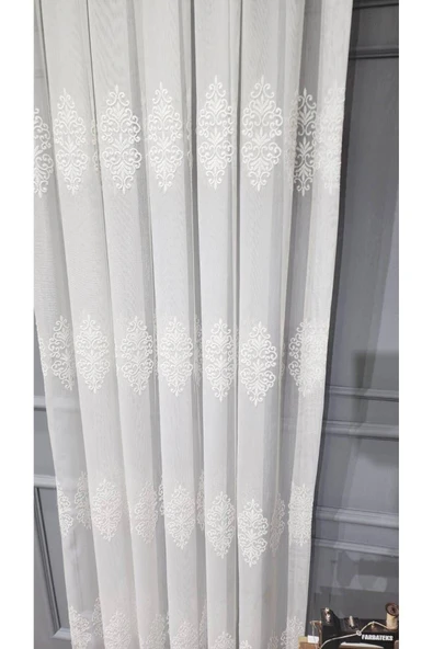 Ttm Damask Desen Tasarım Kırışmaz Ütü Istemez Tül 1e 3kat Sık Pileli Tül Perde ürün görseli 1