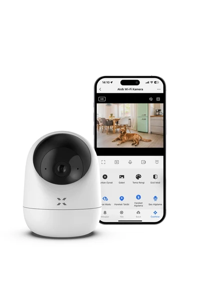Xenon Smart Ev Kamerası , 2K 3MP, WiFi, Mobil Kontrol, Sesli, 360 Derece Ptz, Hareket Takip, İç Mekan Kamera (X7205) ürün görseli 1