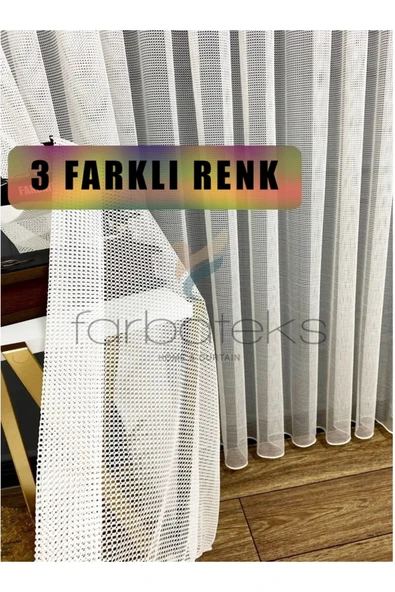 Beyaz Renk Fileli Tül Perde 2Kat Pileli Mutfak Tül Perde ürün görseli 1