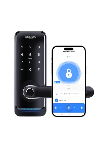 Xenon Smart Akıllı Kapı Kilidi , Parmak İzli, Şifreli, Bluetooth Gateway Uyumlu, Siyah (X8056) ürün görseli 1