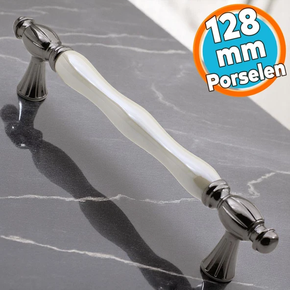 Gerçek Lüks Porselen Mobilya Mutfak Çekmece Dolap Dolabı Kulpu Kulbu (128 MM-12.8 CM) Sedef Füme ürün görseli 1