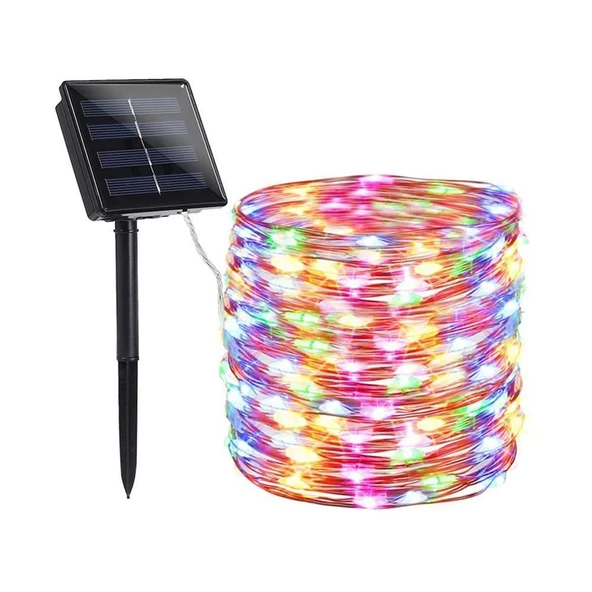 Schulzz Solar Güneş Enerji Dış Bahçe 8 Modlu 20Metre Düz 200Led Cok Renkli Aydınlatma ürün görseli 1