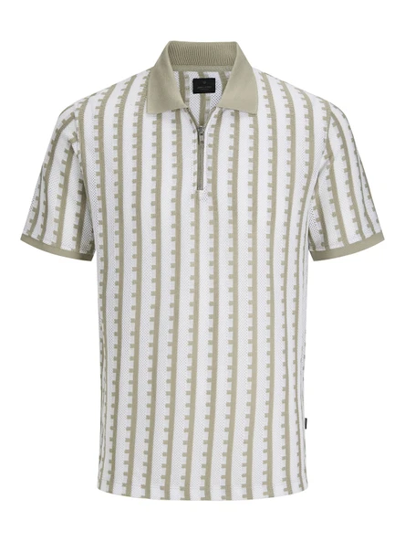 JACK JONES Erkek Örme Fermuar Detaylı Polo Yaka Tişört 12276108 ürün görseli 1