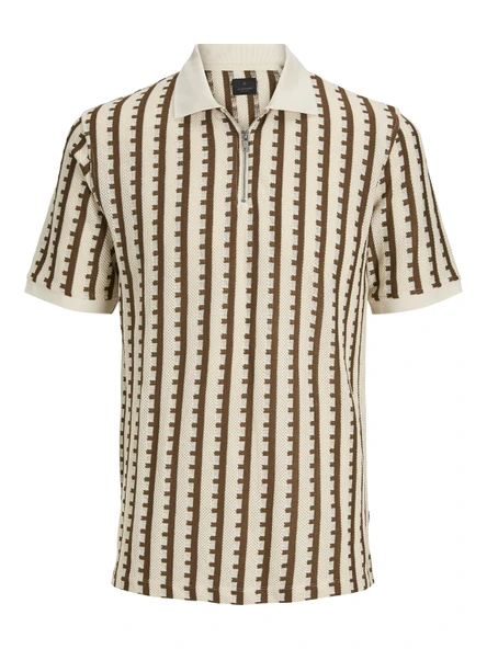 JACK JONES Erkek Örme Fermuar Detaylı Polo Yaka Tişört 12276108 ürün görseli 1