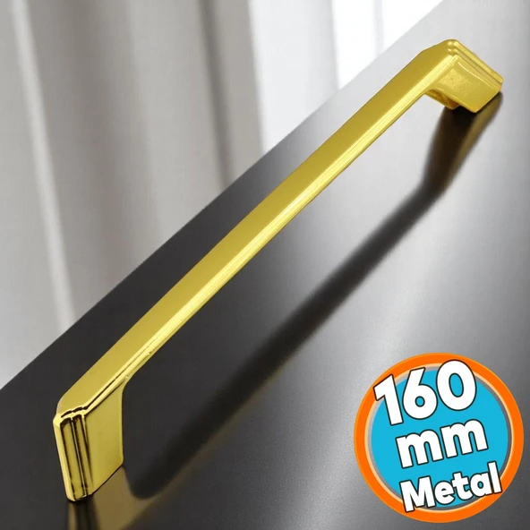 Mobilya Çekmece Mutfak Dolabı Dolap Kulpları Kulbu Kulpu Gold  Altın Metal Kulp 160 mm -16 cm ürün görseli 1