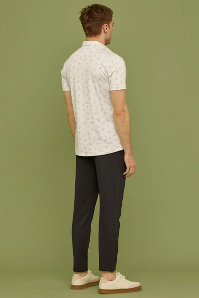 Slim Fit Baskılı Penye Gömlek - Beyaz - Resim 6