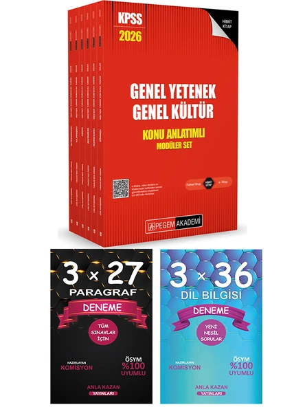 Pegem + Anla Kazan 2026 KPSS Genel Yetenek Genel Kültür Lisans Konu Anlatımlı Modüler Set 6 Kitap ürün görseli 1