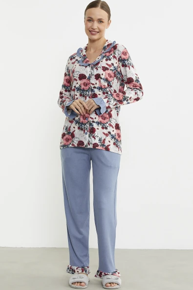 Yumuşak Dokulu Düğmeli Pijama Takım - Kırmızı ürün görseli 1