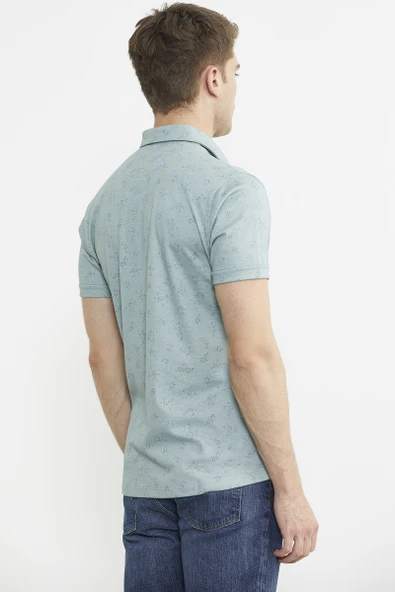 Slim Fit Baskılı Penye Gömlek - Yeşil - Resim 6