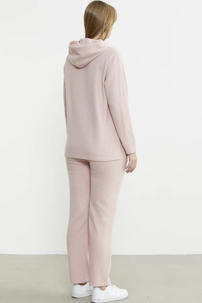 Kapüşonlu Oversize Eşofman Takım - Pembe - Resim 6