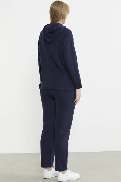 Kapüşonlu Oversize Eşofman Takım - Lacivert - Resim 6