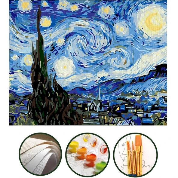 Yıldızlı Gece Numaralı Tuval 40X50CM ürün görseli 1