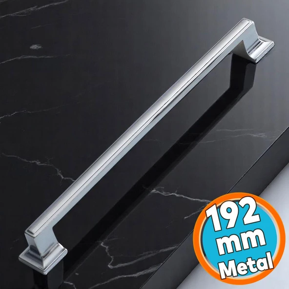Mobilya Mutfak Dolabı Dolap Kapak Çekmece Kulpları Kulbu Kulpu 19.2 cm 192 mm Krom Metal Kulp ürün görseli 1