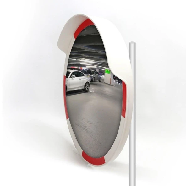 Tümsek Ayna 60 cm Beyaz Kırmızı 2 Metre Flanşlı Direk Seti ürün görseli 1