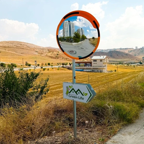 80 cm Trafik Güvenlik Aynası ve 2 m Flanşlı Direk Set ürün görseli 1