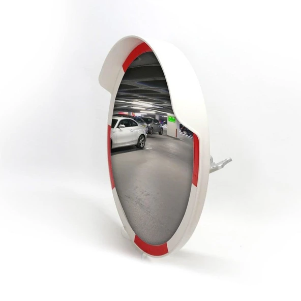 Tümsek Ayna 60 cm – Beyaz-Kırmızı Güvenlik Aynası ürün görseli 1