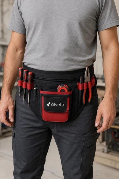 Alveta Profesyonel Universal Bel Tipi Takım Kemeri Elektrikçi Sucu Kalıpçı El Aletleri Çantası 8684250505 ürün görseli 1
