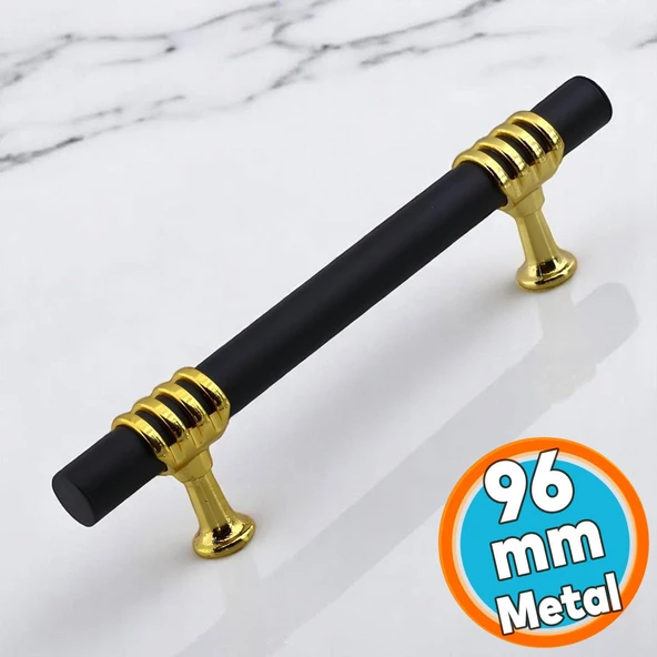 Mobilya Mutfak Dolabı Çekmece Dolap Kulpları Kapak Kulpu Kulbu Siyah Altın 96 mm Metal Kulp 9.6 Cm ürün görseli 1