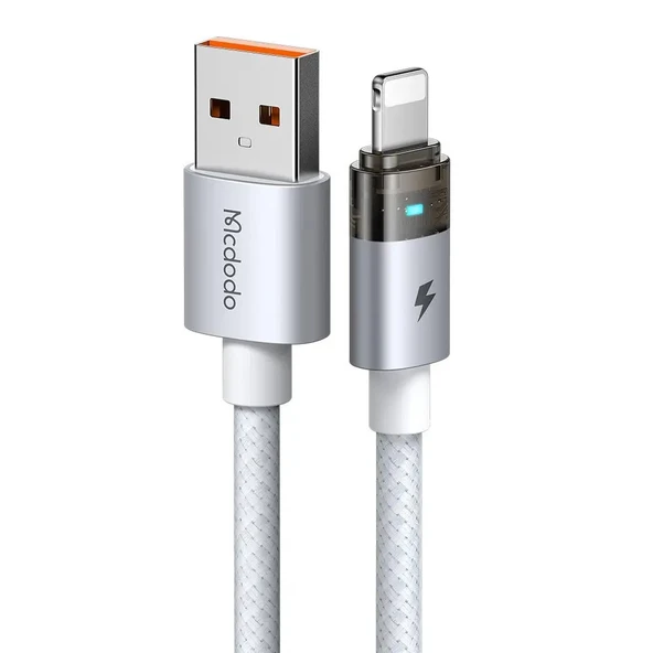 Mcdodo CA-6912 30W Işıklı Usb iPhone Şarj Data Kablosu 1.2m Beyaz ürün görseli 1