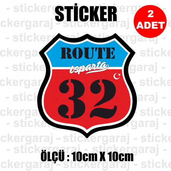 32 ISPARTA 2 adet plaka sticker - il şehir rota etiket - kask motosiklet otomobil araba pc laptop bilgisayar cam uyumlu ürün görseli 1
