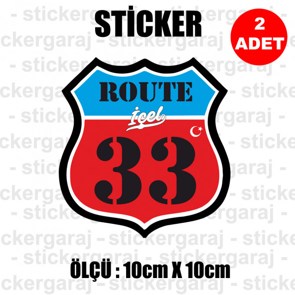 33 İÇEL 2 adet plaka sticker - il şehir rota etiket - kask motosiklet otomobil araba pc laptop bilgisayar cam uyumlu ürün görseli 1