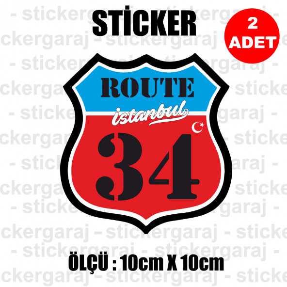34 istanbul 2 adet plaka sticker - il şehir rota etiket ürün görseli 1