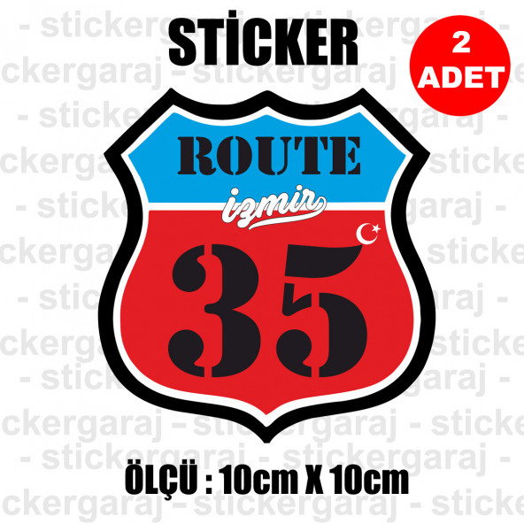 35 izmir 2 adet plaka sticker - il şehir rota etiket - kask motosiklet otomobil araba pc laptop bilgisayar cam uyumlu ürün görseli 1