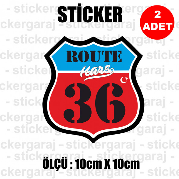 36 kars 2 adet plaka sticker - il şehir rota etiket ürün görseli 1