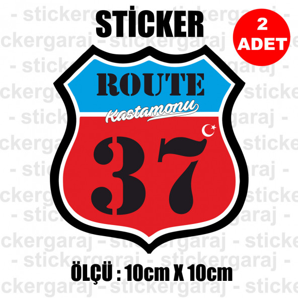 37 kastamonu 2 adet plaka sticker - il şehir rota etiket - ürün görseli 1