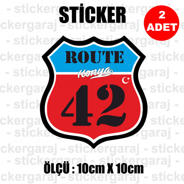 42 konya 2 adet plaka sticker - il şehir rota etiket - kask motosiklet otomobil araba pc laptop bilgisayar cam uyumlu ürün görseli 1