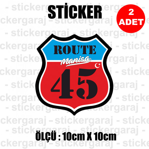 45 manisa 2 adet plaka sticker - il şehir rota etiket - kask motosiklet otomobil araba pc laptop bilgisayar cam uyumlu ürün görseli 1