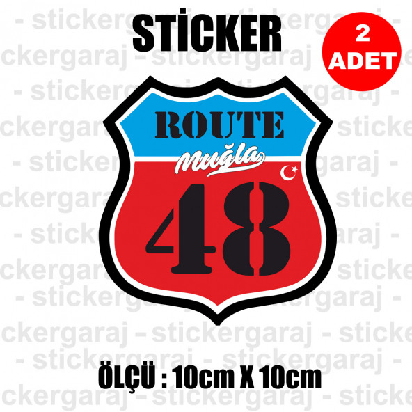 48 muğla 2 adet plaka sticker - il şehir rota etiket - kask motosiklet otomobil araba pc laptop bilgisayar cam uyumlu ürün görseli 1