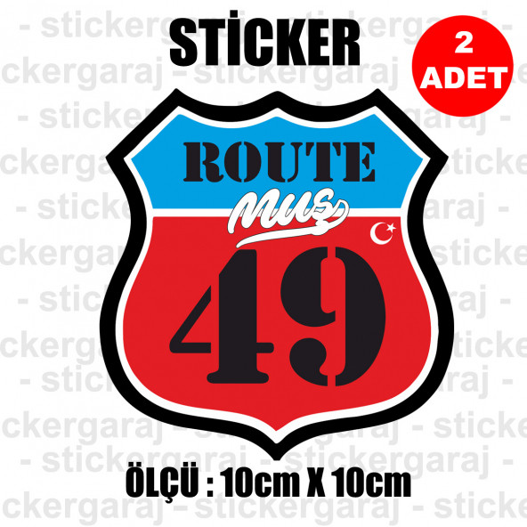 49 muş 2 adet plaka sticker - il şehir rota etiket - kask motosiklet otomobil araba pc laptop bilgisayar cam uyumlu ürün görseli 1