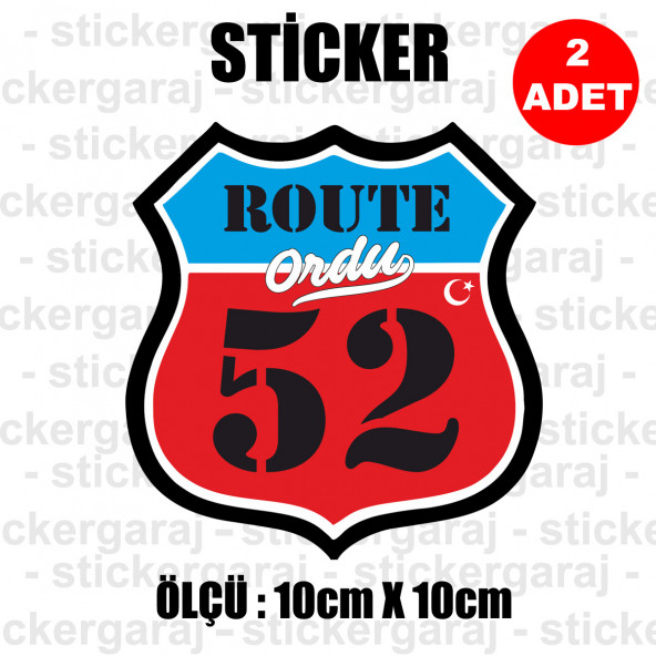 52 ordu 2 adet plaka sticker - il şehir rota etiket - kask motosiklet otomobil araba pc laptop bilgisayar cam uyumlu ürün görseli 1